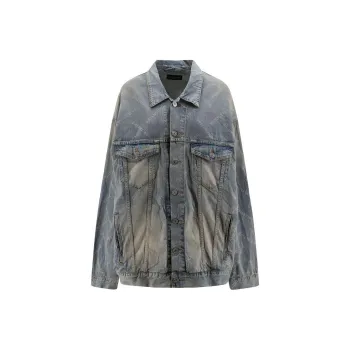 Balenciaga Allover Logo Denim Jacket