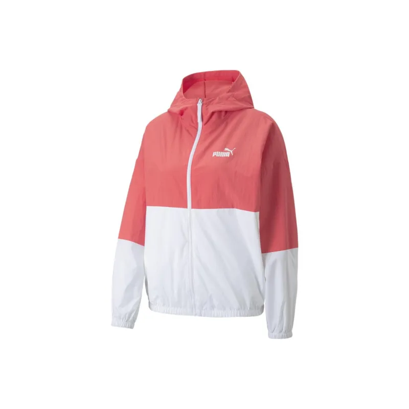 PUMA Colourblock Hooded Windbreaker Trench Coat Women's Pink-0