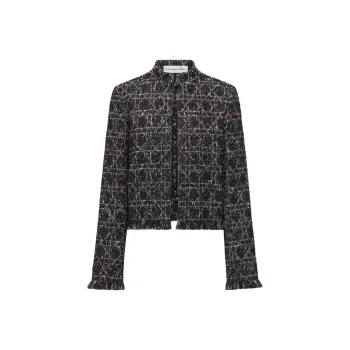 DIOR FW24 Cropped Coats Women's Black White Mixed Color