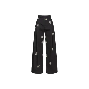 PINKO Pantaloni Ampi Stampa Orchidea Reimagine Casual Pants Women's Black