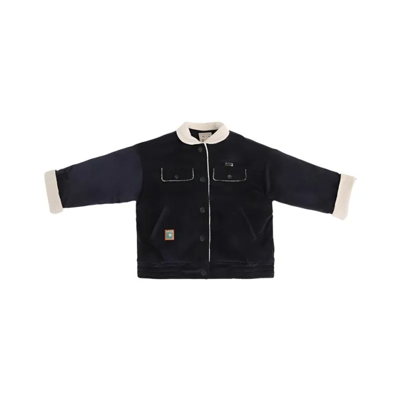 Cloud Factory Velvet feel Coat Women's Navy Blue-0