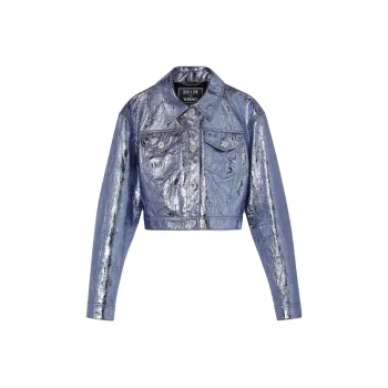 VERSACE X Dua Lipa Metallic effect Leather Jacket