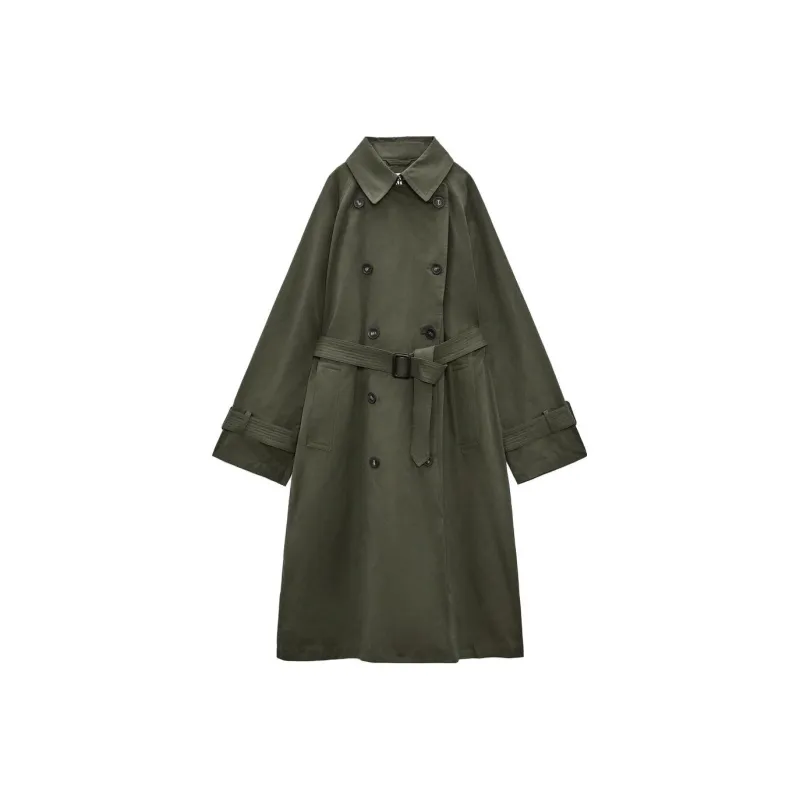 ZARA Trench Coats Women's Khaki-0