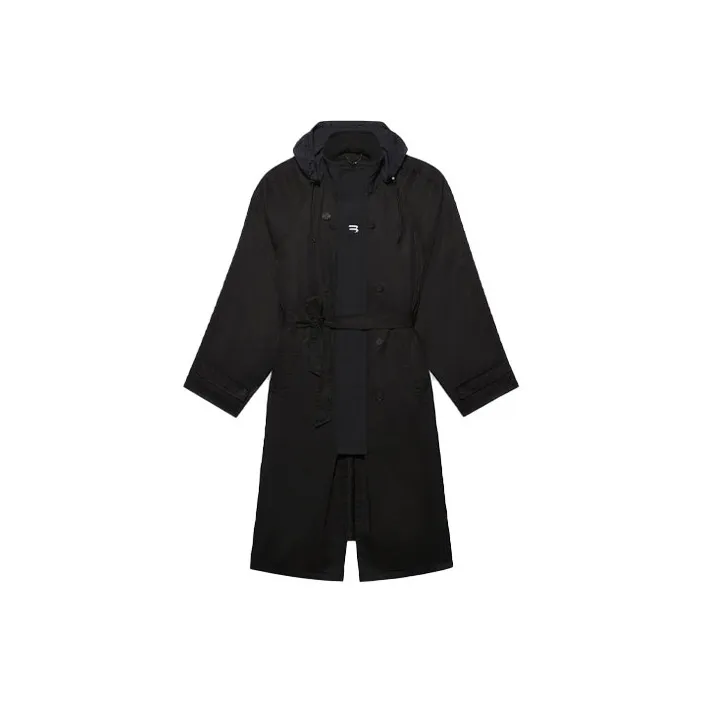 Balenciaga Trench Coats Women's Black-0