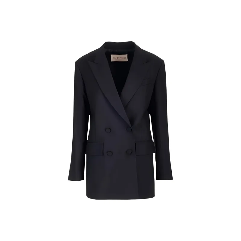 Valentino Double-Breasted Long-Sleeved Blazer-0