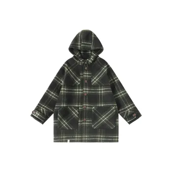 Saotome Coats Women's Black Green Plaid