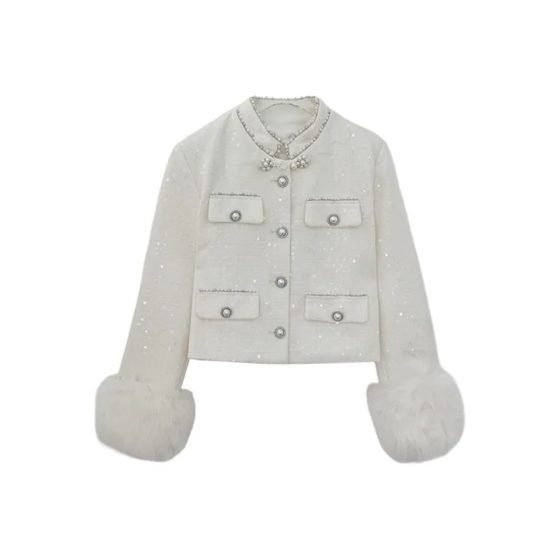 Icicofficial Cropped Coats Women's White-0