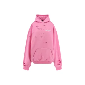 Balenciaga Logo Printed Distressed Hoodie