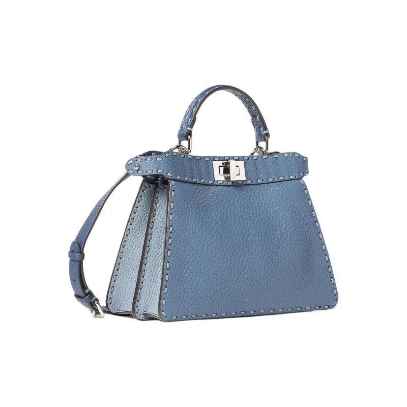 FENDI Peekaboo ISeeU Cow Leather One Shoulder Handbag Trumpets Women's Blue-1