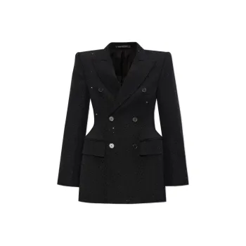 Balenciaga Double-breasted Rhinestone-embellished Blazer