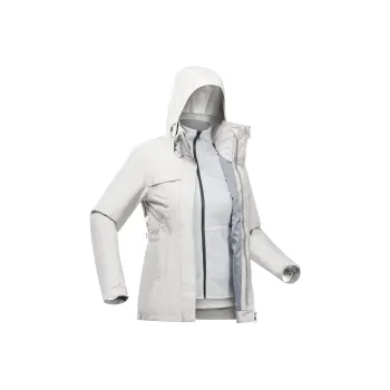 DECATHLON SH100 Hiking Waterproof And Windproof To Keep Warm Windbreaker Jacket Women's Stone Gray/Light Smoke Gray