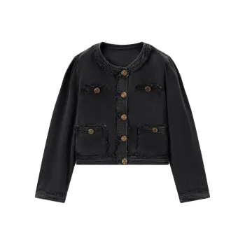 EICHITOO Denim Jacket Women's Dark Gray