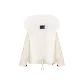 Cream White Cropped Silhouette Pake+White Rex Rabbit/Raccoon Dog Fur