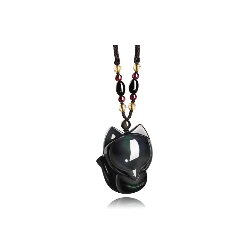 EADDA JEWELRY Natural Obsidian Necklaces Unisex-0