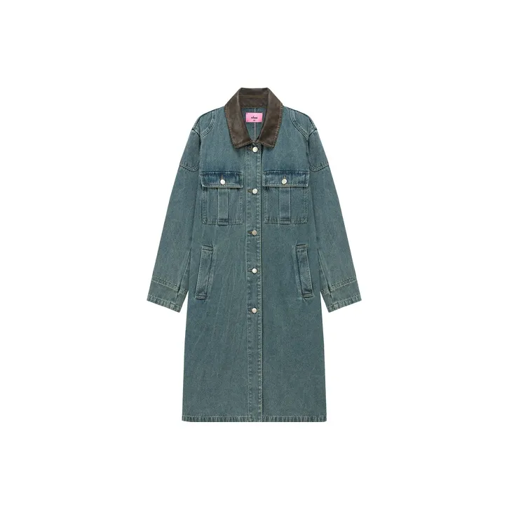 CHUU Cropped Coats Women's Denim Blue-0