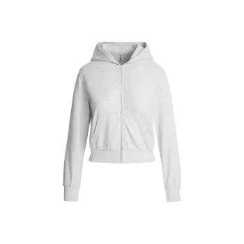 SKIMS SS25 COTTON JERSEY ZIP UP HOODIE Sweatshirt Women's LIGHT HEATHER GREY/Light Heather Gray