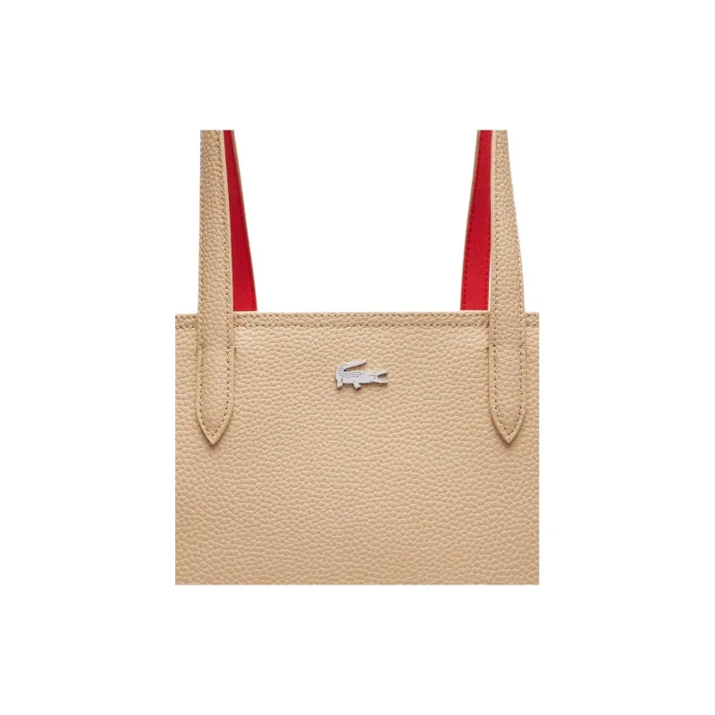 LACOSTE PVC Tote Bag, Shopping Bag, Shoulder Bag Women's Beige-3