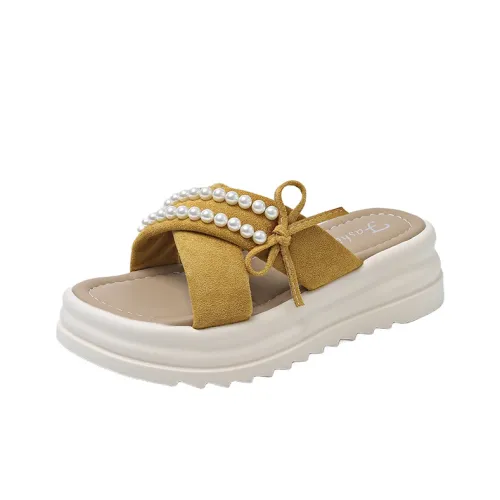 AJPAP Rubber Sole Cut Out Woven Slip Resistant Odor Resistant Abrasion Resistant Slide Slippers Women's