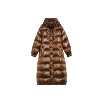 MaxMara Spacepar Collection Waterproof Nylon Parka Jackets Coats Women's Gold