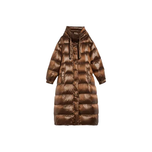 MaxMara Spacepar Collection Waterproof Nylon Parka Jackets Coats Women's Gold