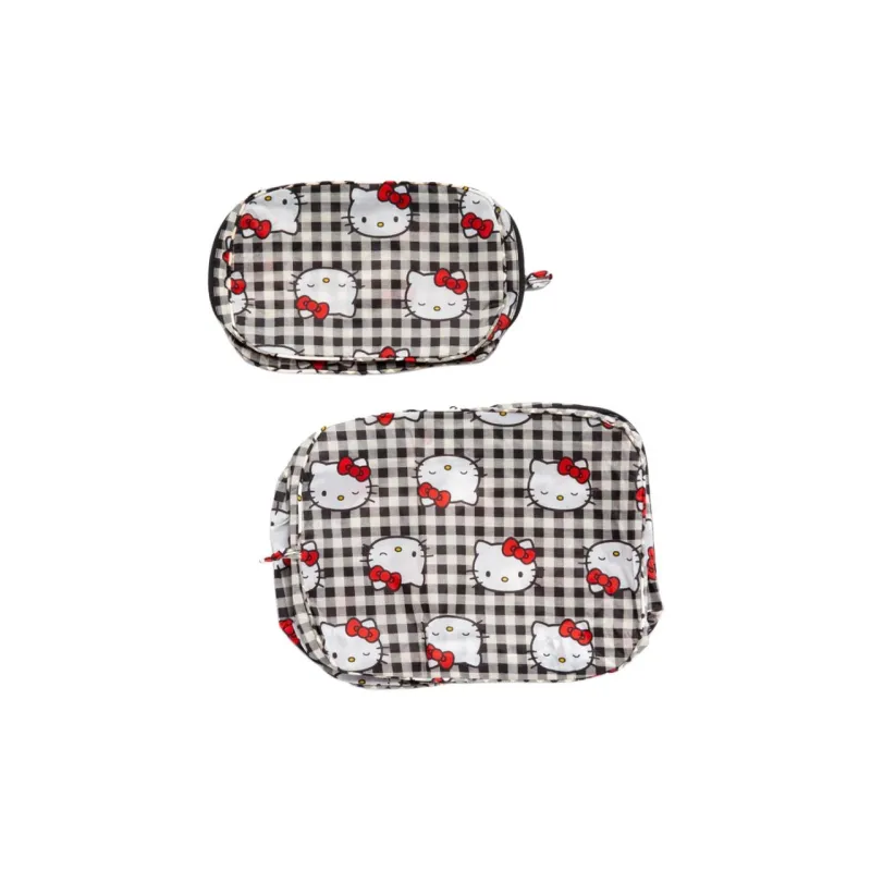 Sanrio Baggu Hello Kitty Recycled Tear Resistant Nylon Combo Set Women's Black White-2