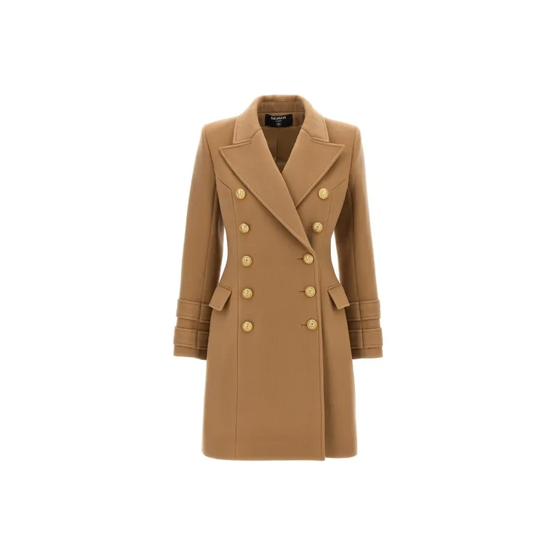 BALMAIN Double Breasted Logo Button Coat-0