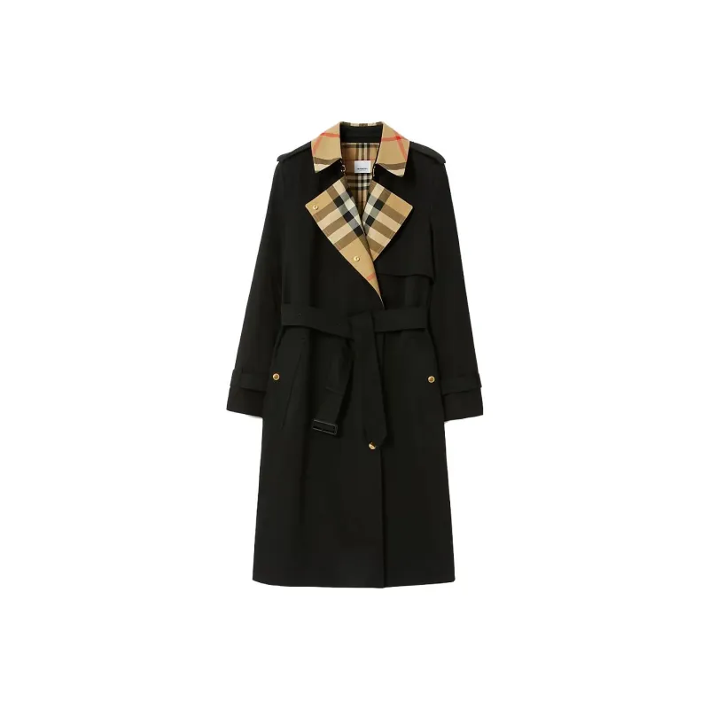 Burberry Check Panel Cotton Trench Coat-0