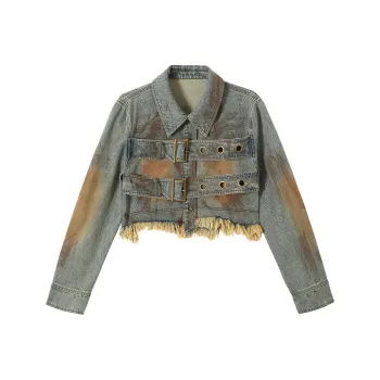 BE ALL KABUTO Denim Jacket Women's Dirty Washed Blue