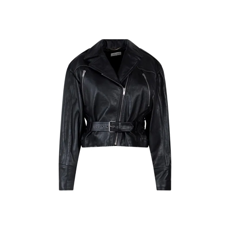 SAINT LAURENT Leather Jackets Women's Black-1