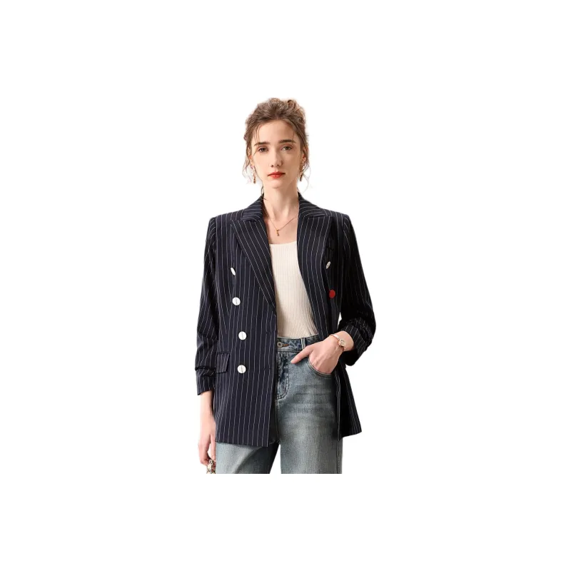 FENHONGMALI Business Suit Women's Navy Blue-0