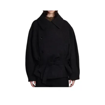 Lemaire Short Asymmetrical Bathrobe Coat 'Black'
