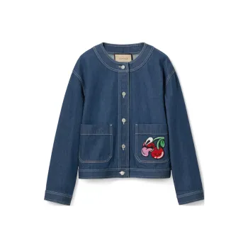 GUCCI FW24 Denim Jacket Women's Dark Blue