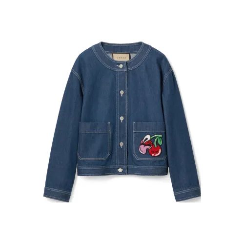 GUCCI FW24 Denim Jacket Women's Dark Blue