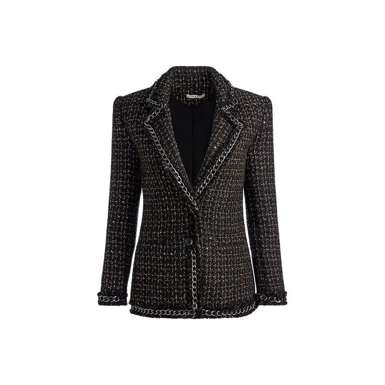 ALICE+OLIVIA Shan Chain-trim Tweed Blazer-0
