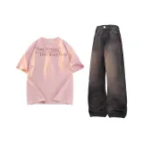 Clothing Set (Pink Top+Black Gray Pants)