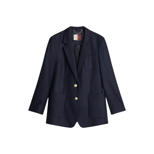 Tommy Hilfiger Crest Single Breasted Relaxed Blazer Business Suit Women's Marine Blue