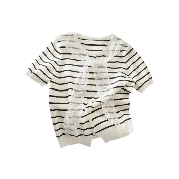 Cypress House Knitwear Women's White Stripes