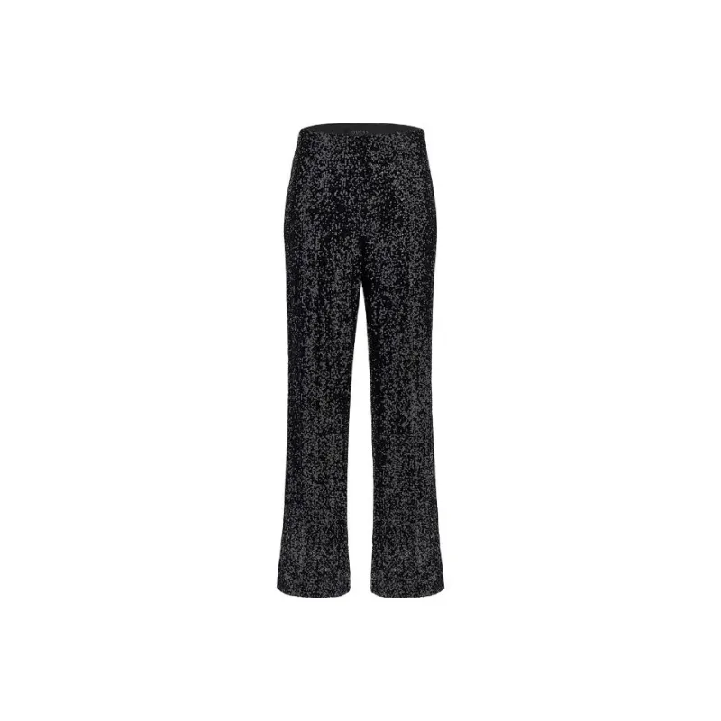 GUESS Sereh Wide-Leg Sequin Pants Casual Pants Women's Black-0