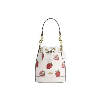 COACH Coated Canvas Bucket Bag, Shoulder Bag, Crossbody Bag, Handbag Mini Women's Chalk White