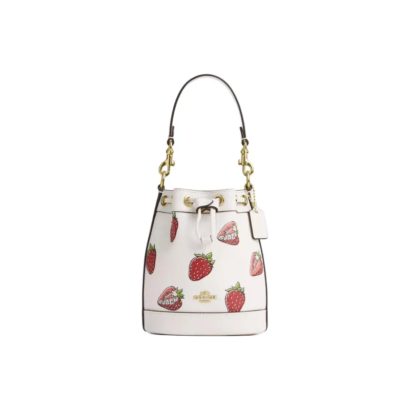 COACH Coated Canvas Bucket Bag, Shoulder Bag, Crossbody Bag, Handbag Mini Women's Chalk White-0