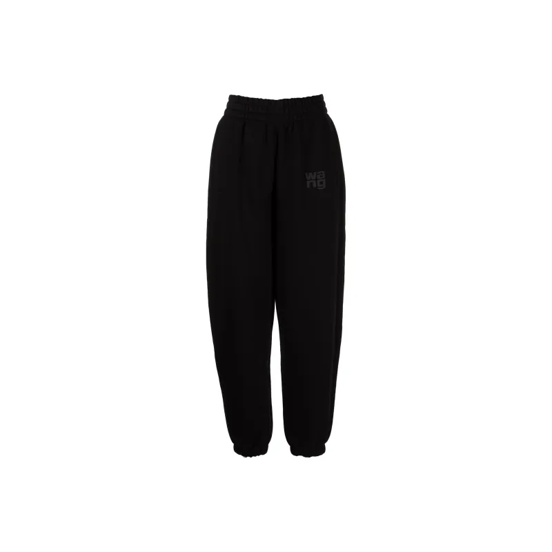 T By Alexander Wang Essential Puff Logo Structured Terry Sweatpants Black-0