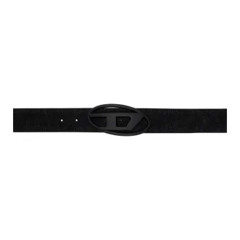 DIESEL Logo Buckle Embellished Denim Belt