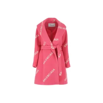 Balenciaga Women's Printed Wool Blend Coat Pink