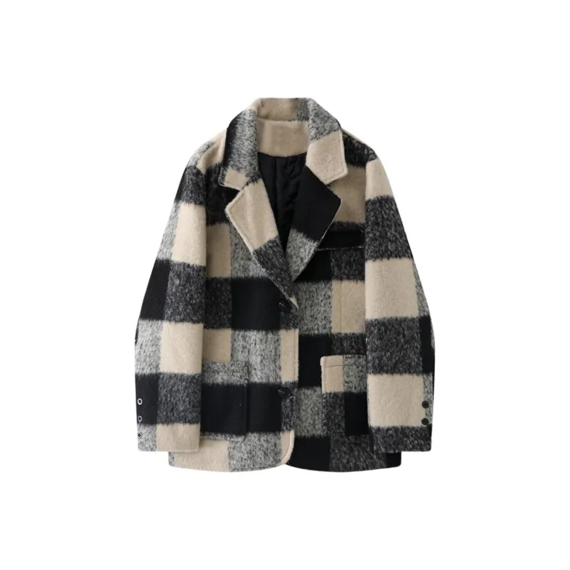 DATIANXIN Coats Women's Black Gray Color-0