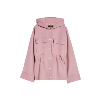 WEEKEND MaxMara Rango Collection Hooded Wool Parka Coats Women's Pink