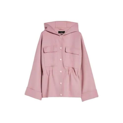 WEEKEND MaxMara Rango Collection Hooded Wool Parka Coats Women's Pink