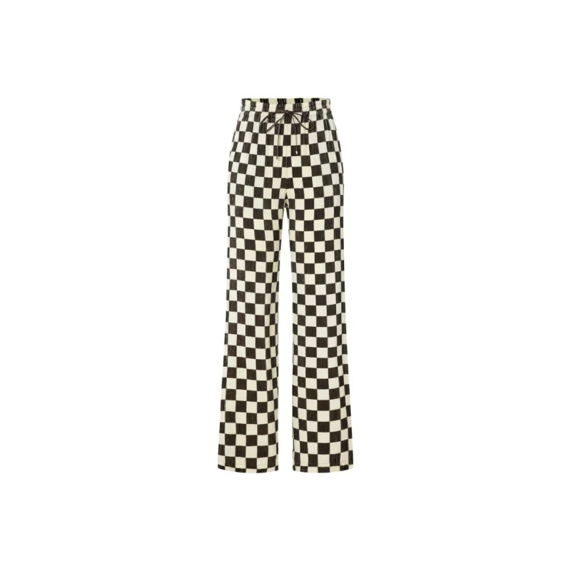 MO&CO Casual Pants Women's Mocha Checkerboard-0