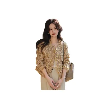 Emodues Cropped Coats Women's Autumn Rattan Yellow