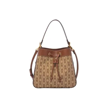 FOSSIL PVC Bucket Bag, One Shoulder Handbag Women's Brown
