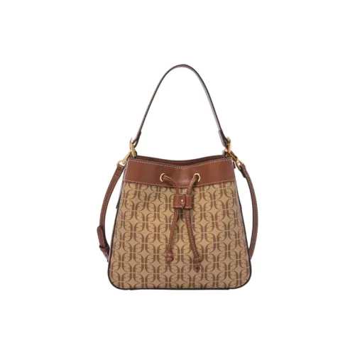 FOSSIL PVC Bucket Bag, One Shoulder Handbag Women's Brown